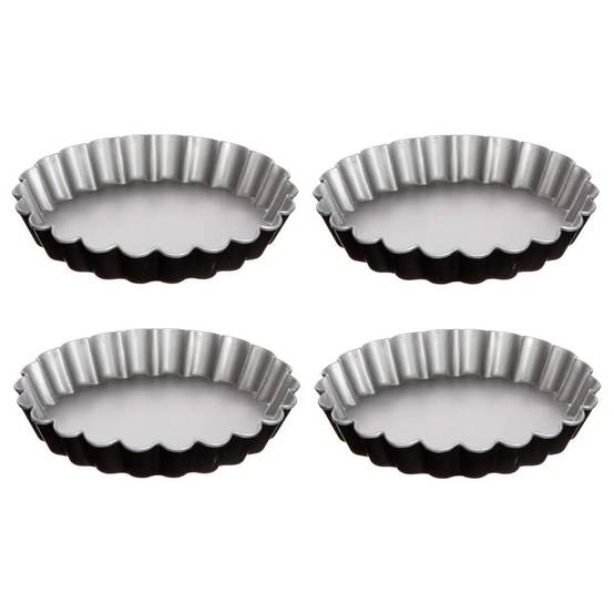Lot de 4 Moules à Tartelettes "Signature" 12cm Noir - Image 1