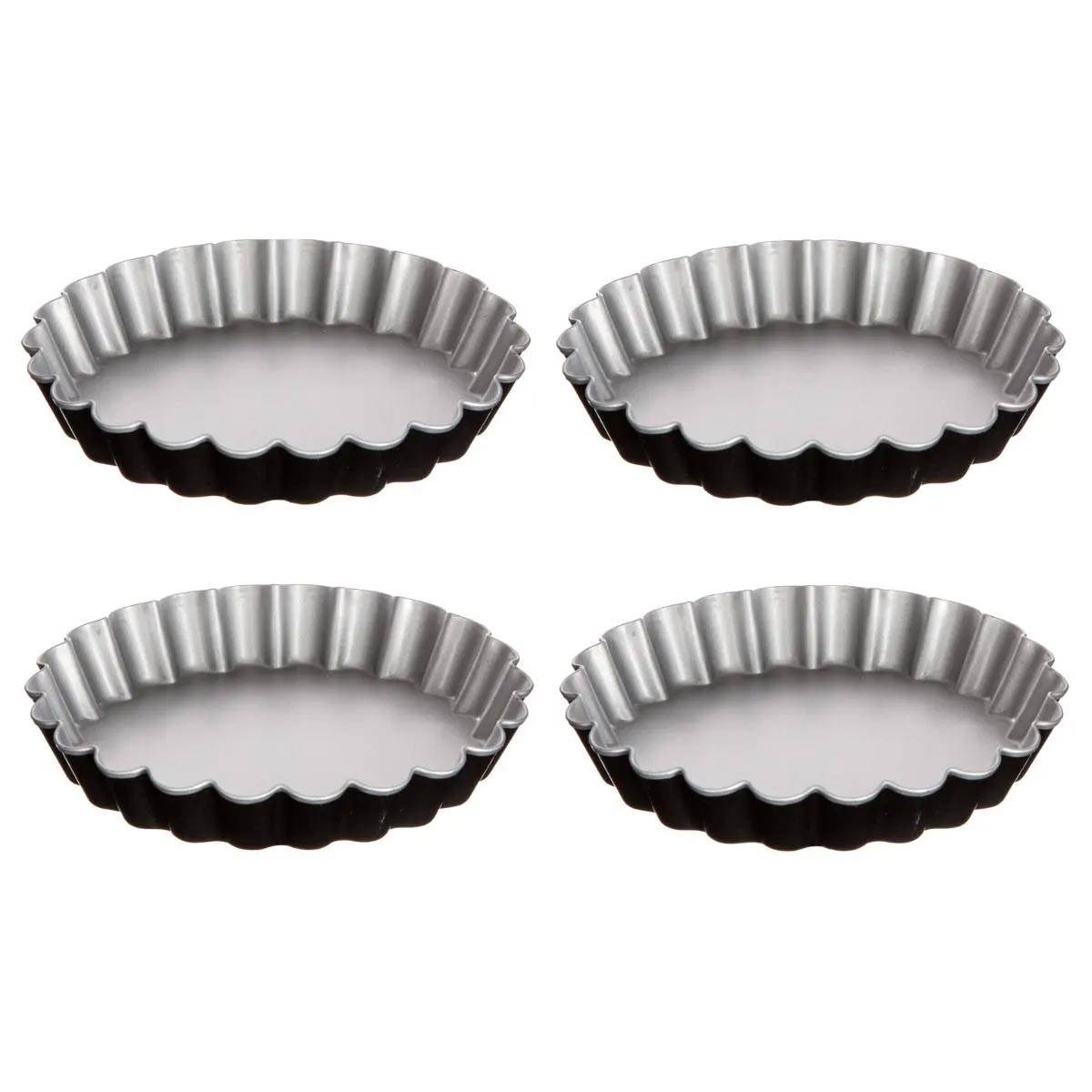 Lot de 4 Moules à Tartelettes "Signature" 12cm Noir - Image 1