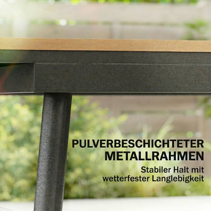 ComfortXL - Table de jardin métal bois composite terrasse repas 6 personnes 140x80cm teck - ComfortXL Outdoor Living - Image 6