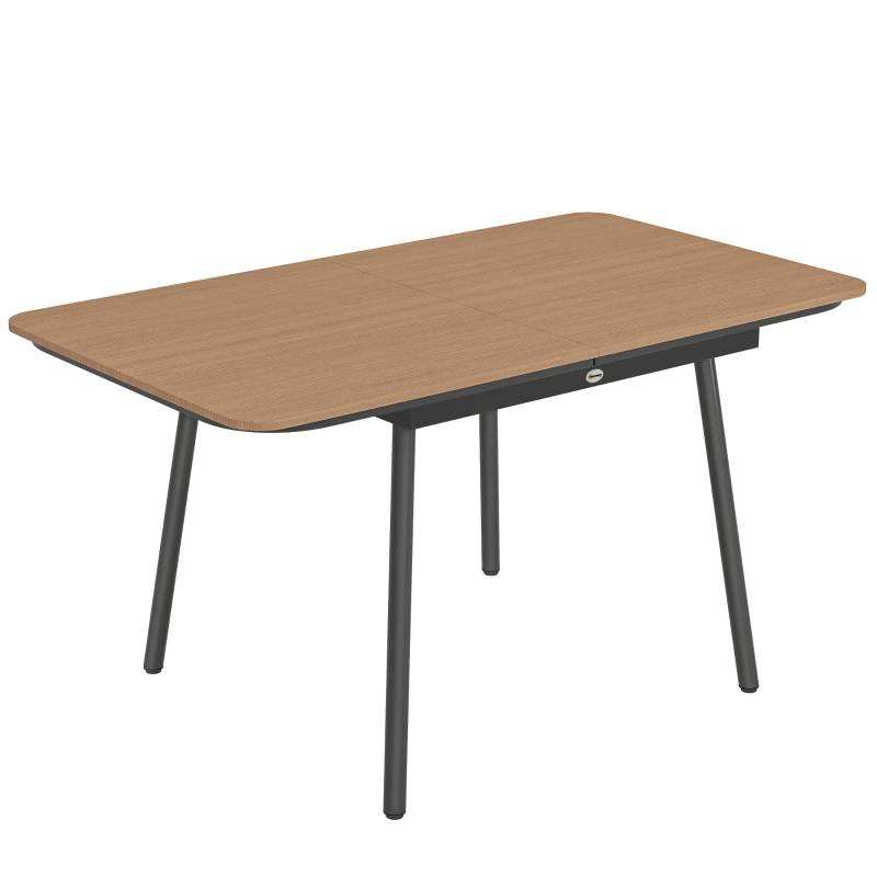 ComfortXL - Table de jardin métal bois composite terrasse repas 6 personnes 140x80cm teck - ComfortXL Outdoor Living - Image 1