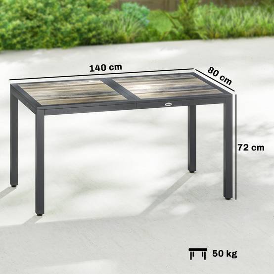 Outsunny - Table de jardin rectangulaire 4-6 personnes - 140 x 80 x 72 cm - acier effet bois gris - Image 3