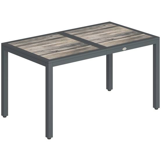 Outsunny - Table de jardin rectangulaire 4-6 personnes - 140 x 80 x 72 cm - acier effet bois gris - Image 1
