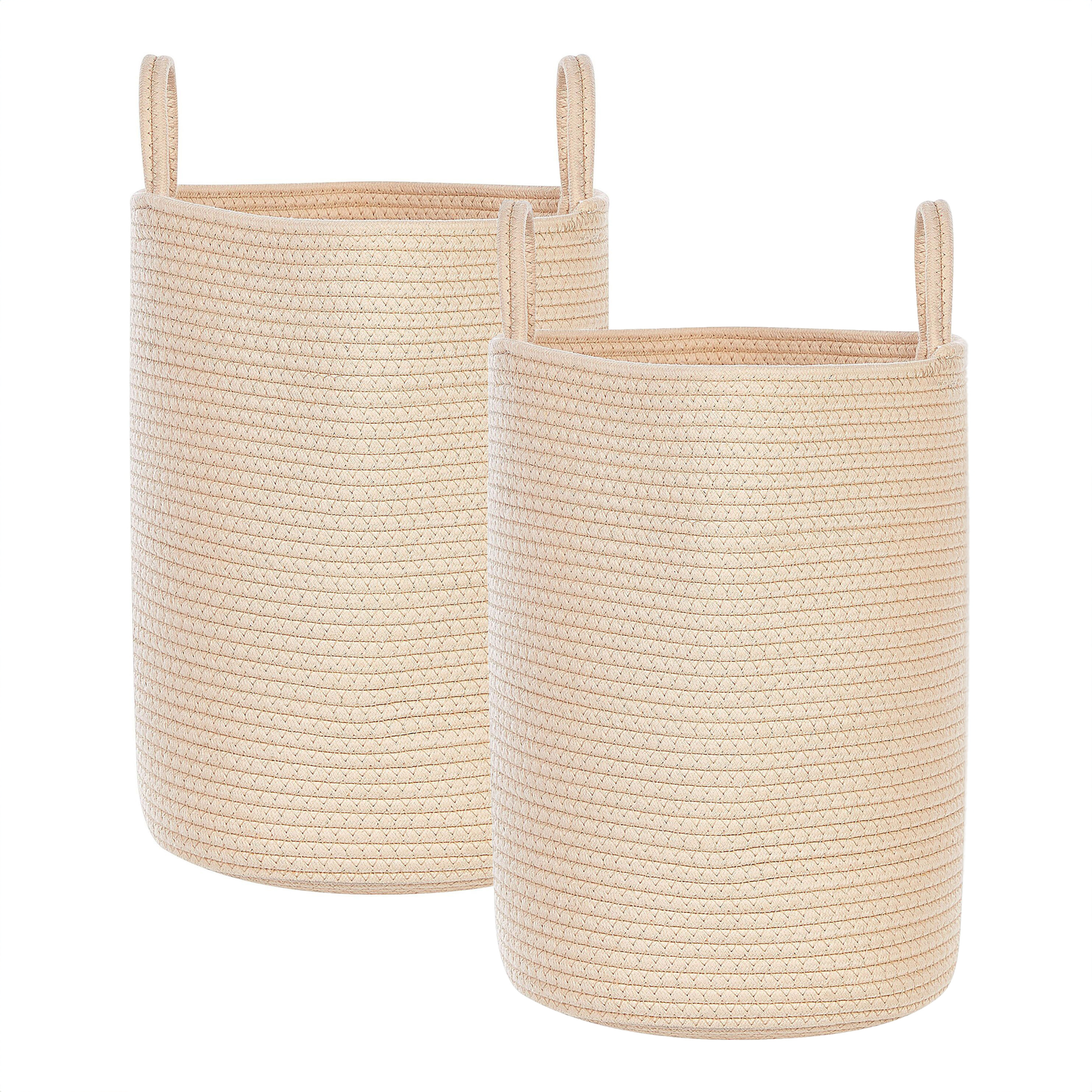 Beliani - Paniers Beiges en Coton avec Anses Corbeille à Linge Rangement Spacieux pour Intérieur Pratique Style Boho Lot de 2 - Image 1
