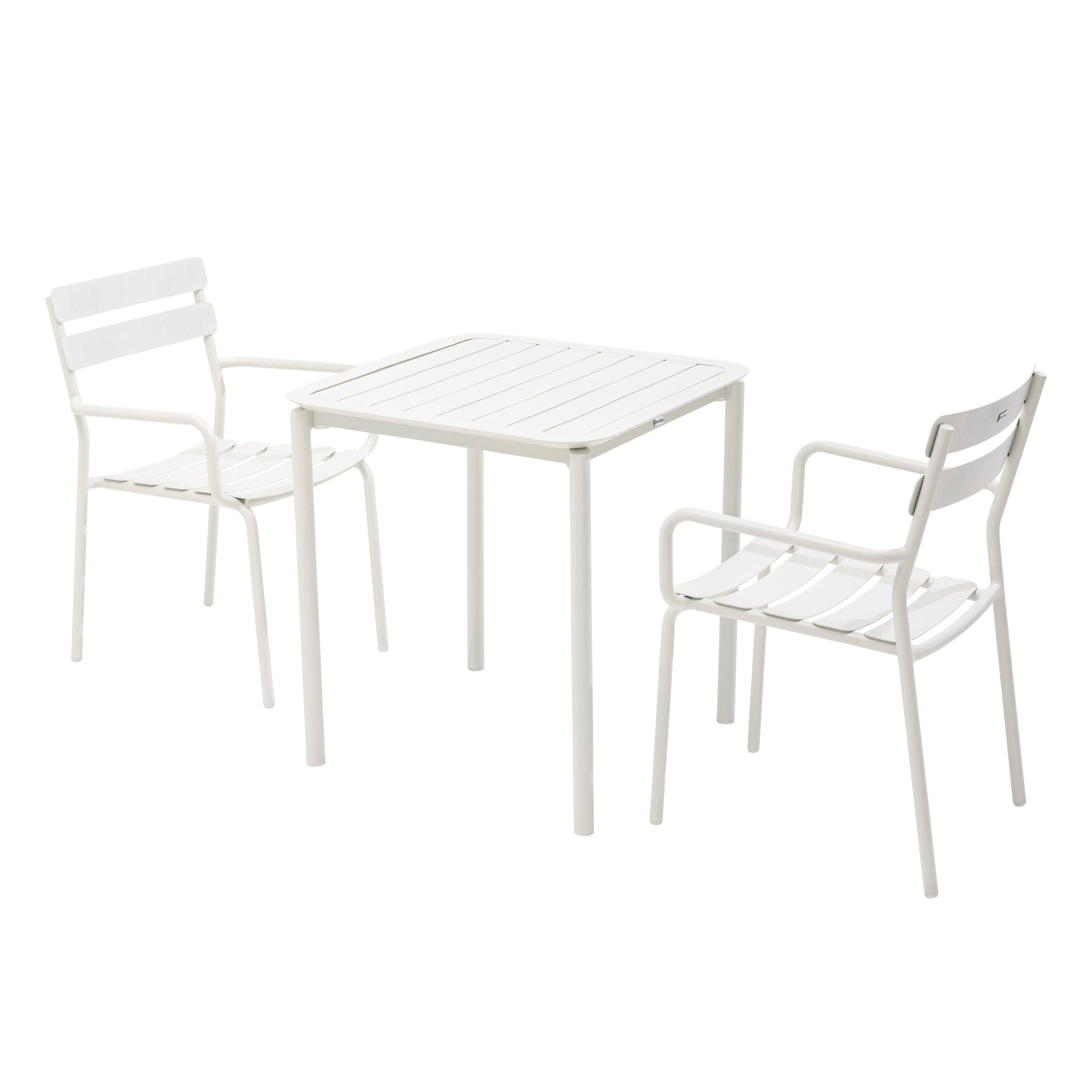 Oviala - Ensemble table de terrasse 70cm et 2 fauteuils blanc Almada - Oviala - Image 1