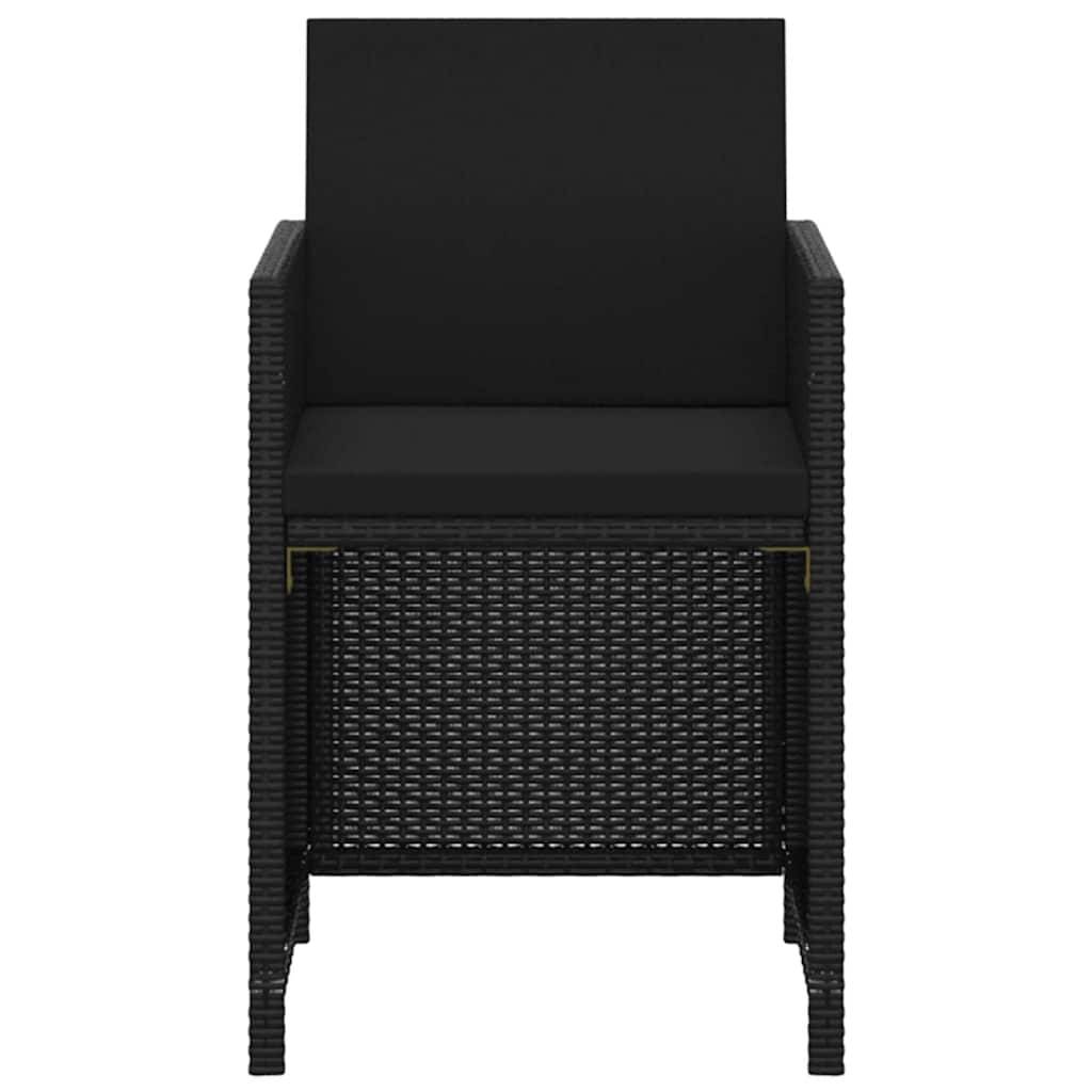 Vidaxl - Ensemble à dîner de jardin avec coussins 3 pcs-Salons de jardin poly rotin noir 151836 - Image 4