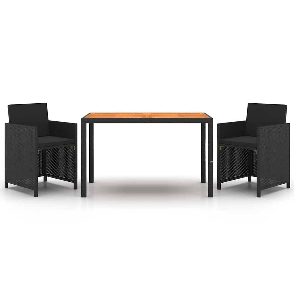 Vidaxl - Ensemble à dîner de jardin avec coussins 3 pcs-Salons de jardin poly rotin noir 151836 - Image 2