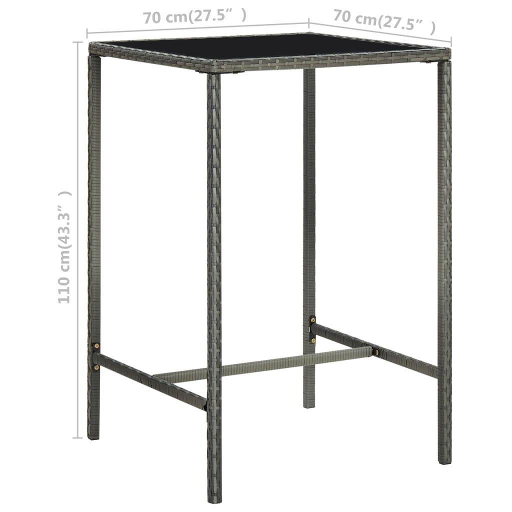 ComfortXL - Table Haute de Jardin Grise 70x70 cm, Style Bar en Résine Tressée et Plateau Verre – ComfortXL Outdoor Living - Image 6