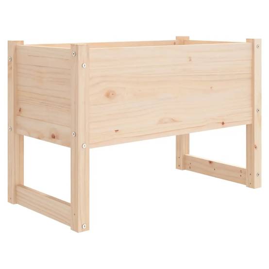 Jardinière rectangulaire décorative pour jardin balcon 78 x 40 x 52 cm en bois massif naturel - Image 1
