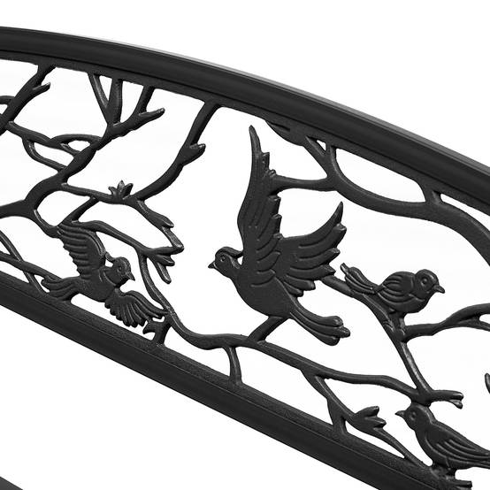 Banc de jardin 3 places style rural chic adapté balcon et patio, cadre métal époxy anticorrosion, 127 x 60 x 85 cm - Image 9