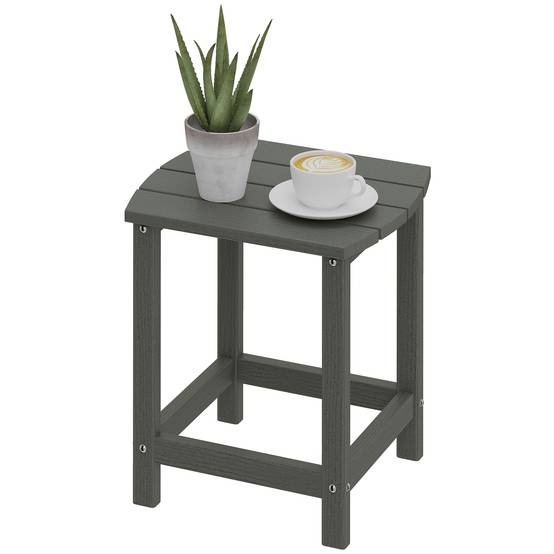 Sans Marque - Table jardin balcon intempéries PEHD repas camping 48x37x46 cm grise - Image 2
