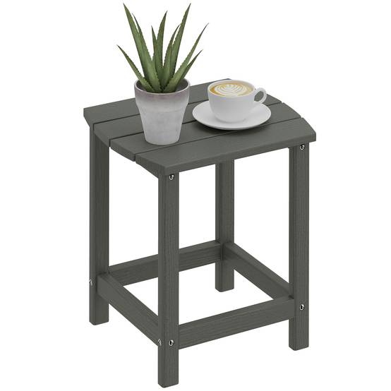 Sans Marque - Table jardin balcon intempéries PEHD repas camping 48x37x46 cm grise - Image 1