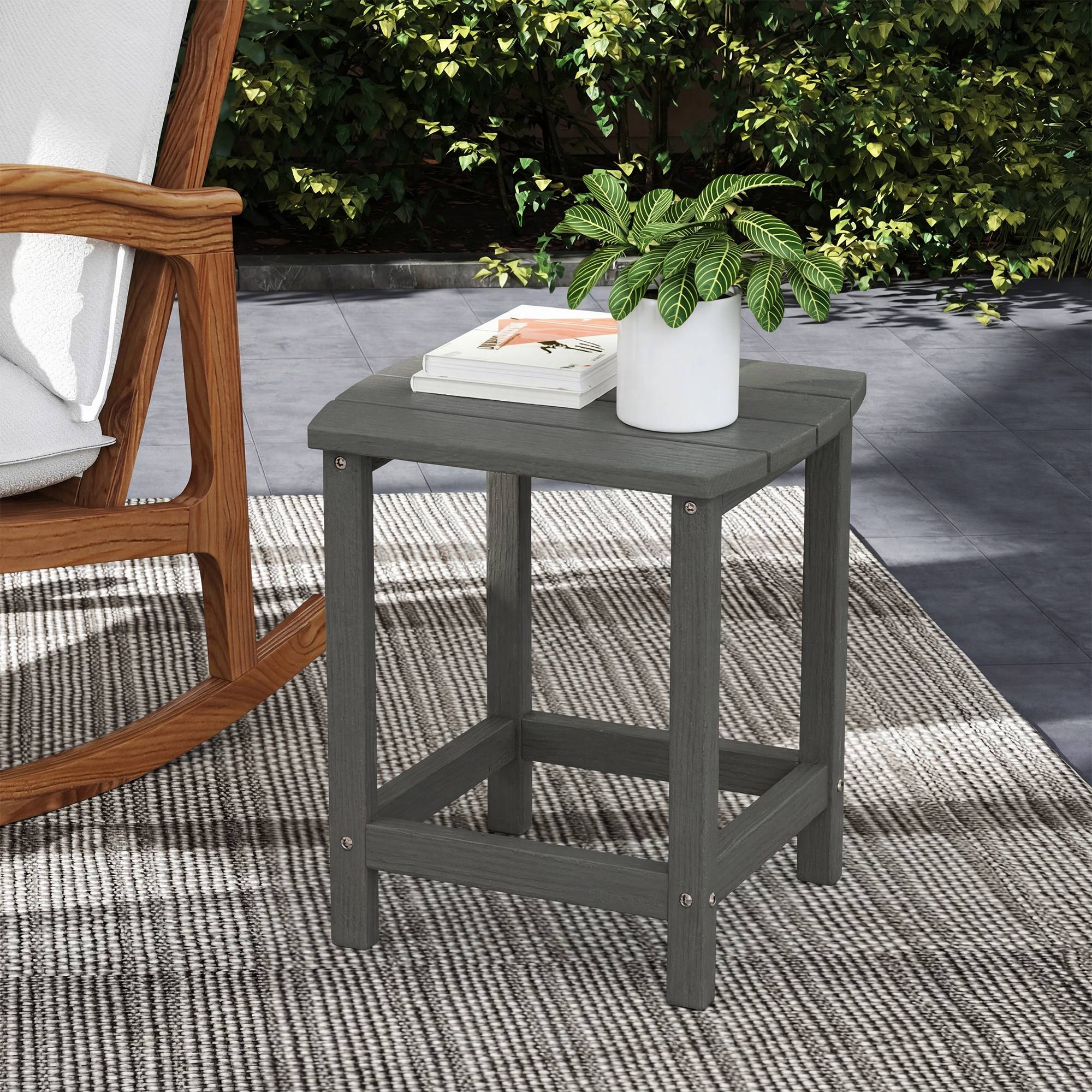 Sans Marque - Table jardin balcon intempéries PEHD repas camping 48x37x46 cm grise - Image 3