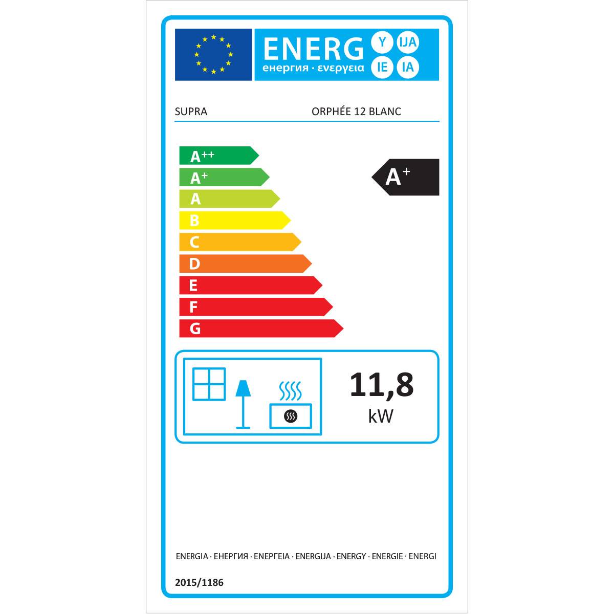 Supra - Poêle à granulés de bois 11.9kw noir ORPHEE 12 NOIR Supra - Image 2