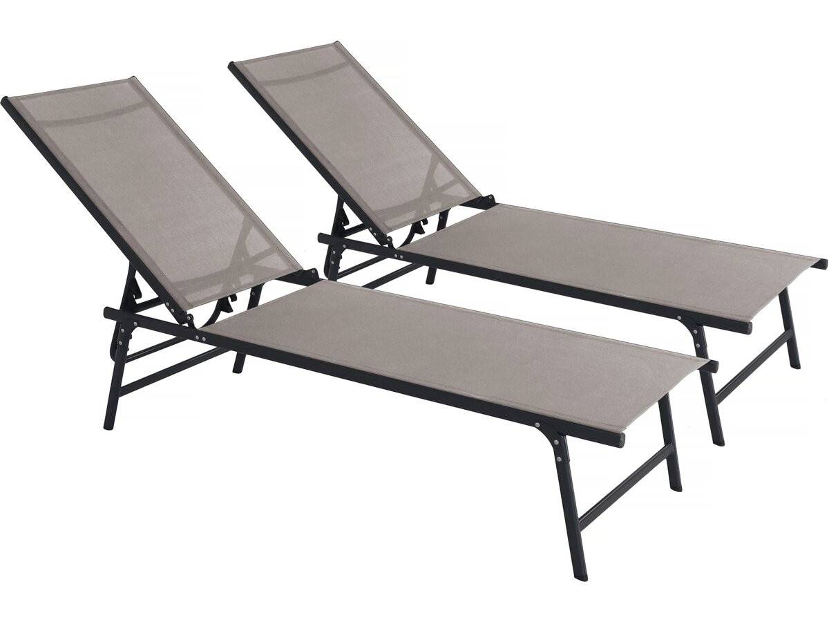 Lot De 2 Bains De Soleil En Métal "sublima" - 180 X 54 X 104 Cm - Taupe -habitat Et Jardin - Image 1
