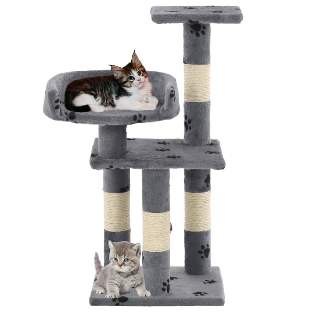 Arbre à chat design en sisal avec motif pattes pour intérieur Gris 65 cm – ComfortXL Pet Living - Image 2