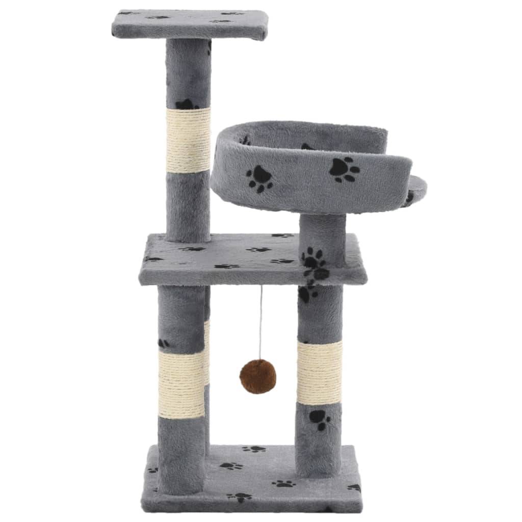 Arbre à chat design en sisal avec motif pattes pour intérieur Gris 65 cm – ComfortXL Pet Living - Image 3