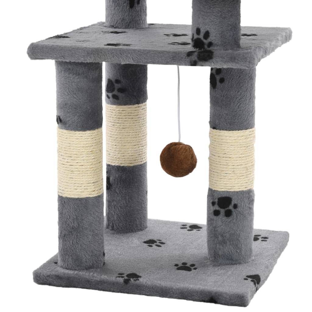 Arbre à chat design en sisal avec motif pattes pour intérieur Gris 65 cm – ComfortXL Pet Living - Image 5