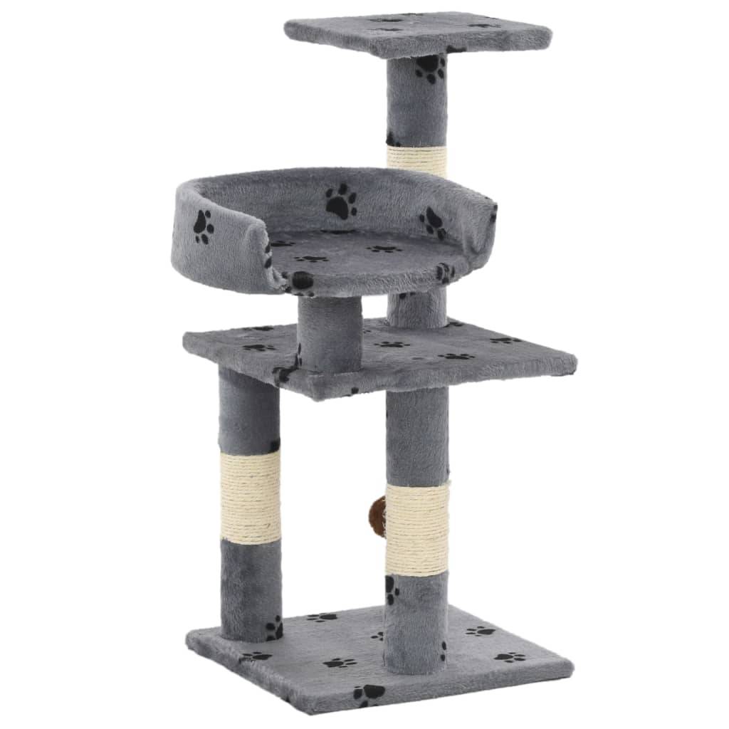 Arbre à chat design en sisal avec motif pattes pour intérieur Gris 65 cm – ComfortXL Pet Living - Image 1