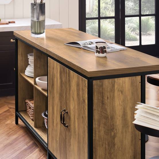 SoBuy Meuble de Rangement Multifonction Plan de Travail 170 cm Buffet Armoire Bar Marron Vintage - Image 4