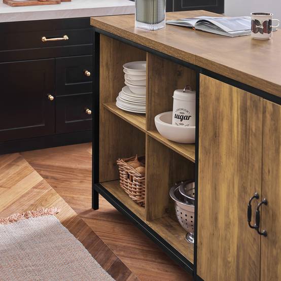 SoBuy Meuble de Rangement Multifonction Plan de Travail 170 cm Buffet Armoire Bar Marron Vintage - Image 5