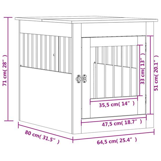 Vidaxl - Meuble de cage pour chiens blanc 64,5x80x71cm bois d'ingénierie vidaXL 838330 - Image 3