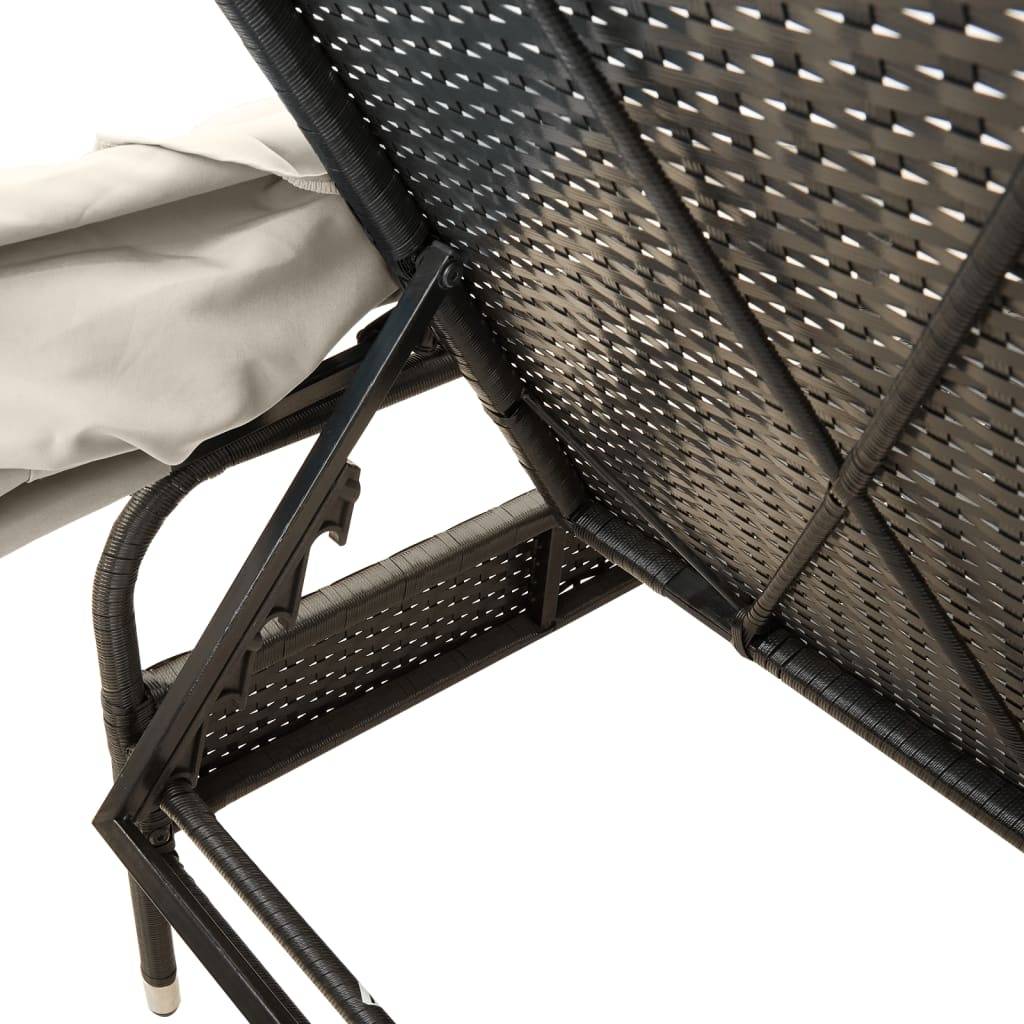 ComfortXL - Duo Transats Résine Noire avec Auvent Pare-Soleil Table Basse et Coussins Écru – ComfortXL Outdoor Living - Image 8