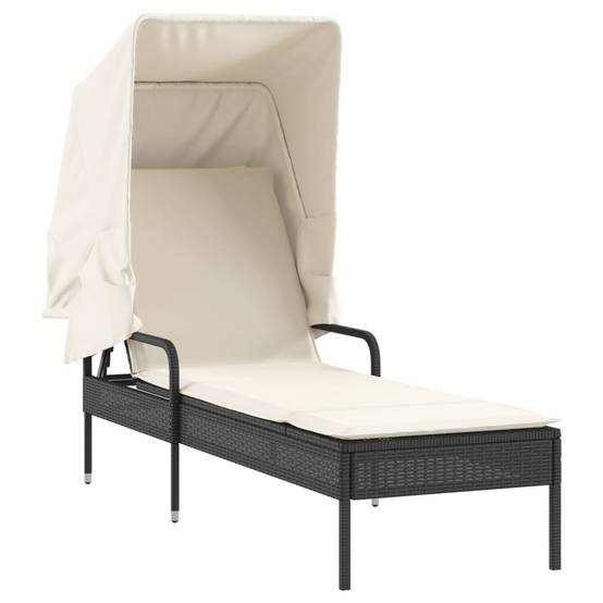 ComfortXL - Duo Transats Résine Noire avec Auvent Pare-Soleil Table Basse et Coussins Écru – ComfortXL Outdoor Living - Image 3