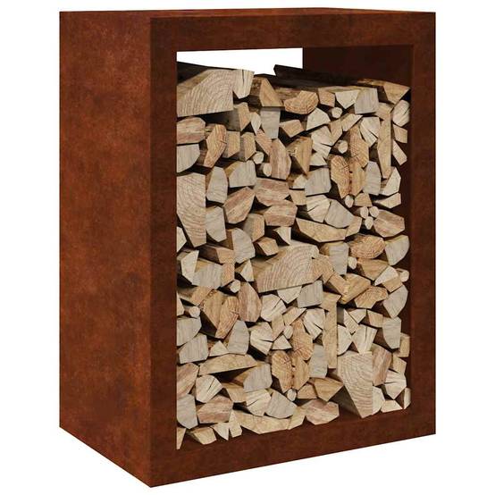 Étagère à Bois Acier Corten Verticale Rangement Design Extérieur 60x40x80cm - ComfortXL Outdoor Living - Image 3