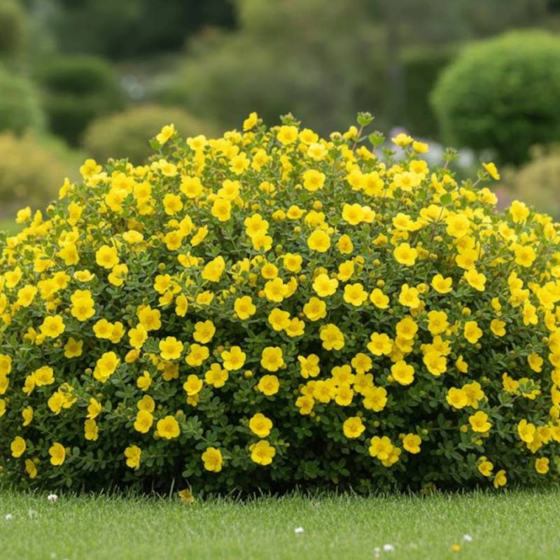 Potentille arbustive Double Punch® Gold 'MINJAU03', Potentilla à fleurs Jaune - feuillage Caduc - Pot de 1,5L - Tuteur bambou 30/60 cm-  hauteur à mat - Image 4