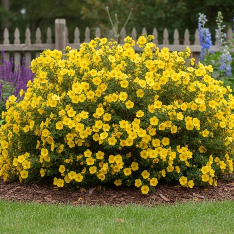 Potentille arbustive Double Punch® Gold 'MINJAU03', Potentilla à fleurs Jaune - feuillage Caduc - Pot de 1,5L - Tuteur bambou 30/60 cm-  hauteur à mat - Image 3