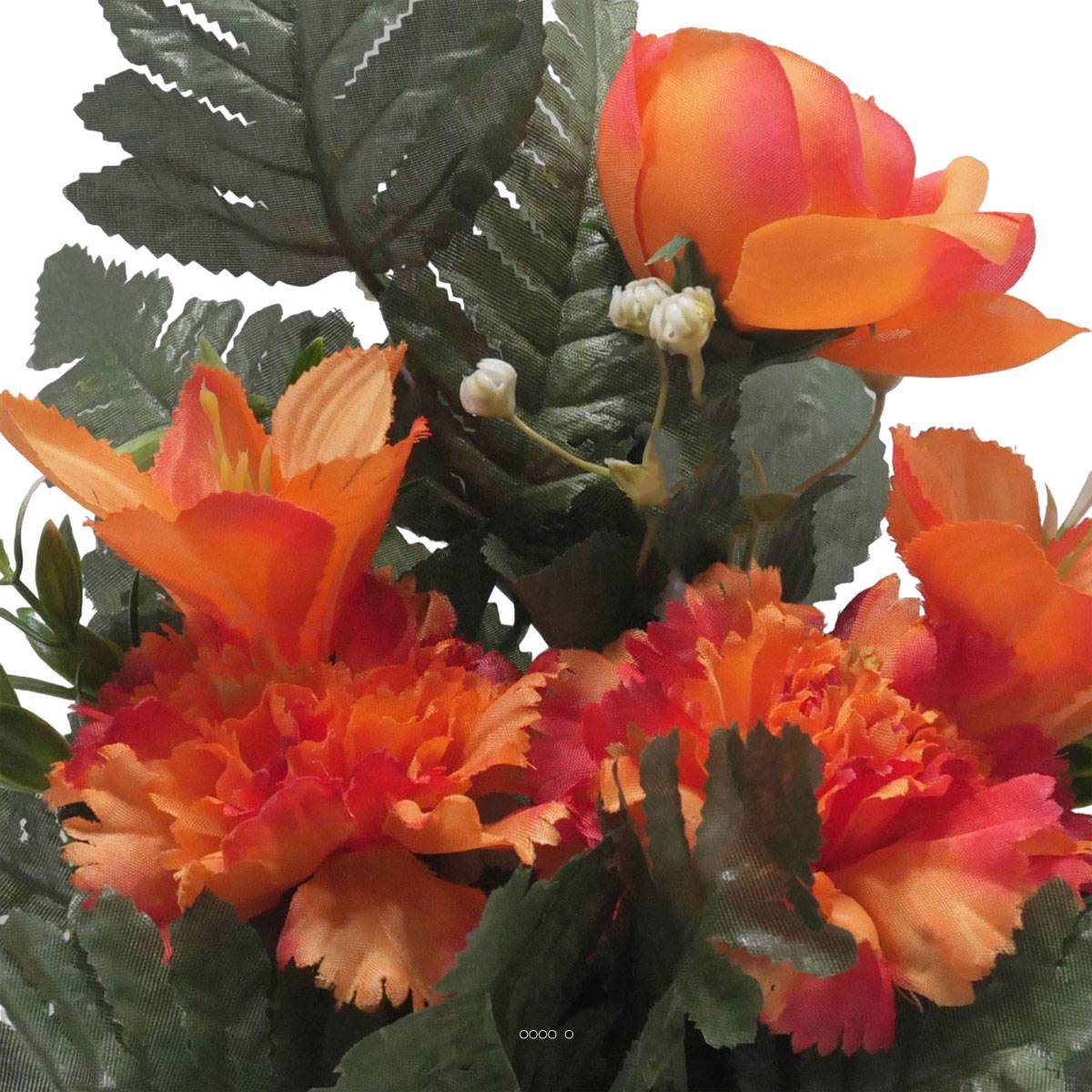 Artificielles - jardinièrre pot beton Renoncule, oeillet, et alstromeria pour la Toussaint Orange - couleur: Orange 660 - Image 3