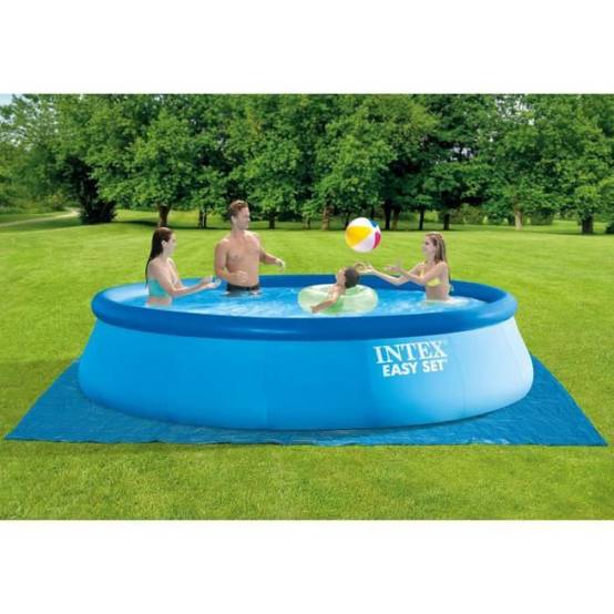Intex - Kit Piscine hors sol autoportante INTEX - Easy Set™ - 457 x 107 cm - Ronde (Pompe, bâche, tapis de sol, échelle) - 26166NP - Image 2
