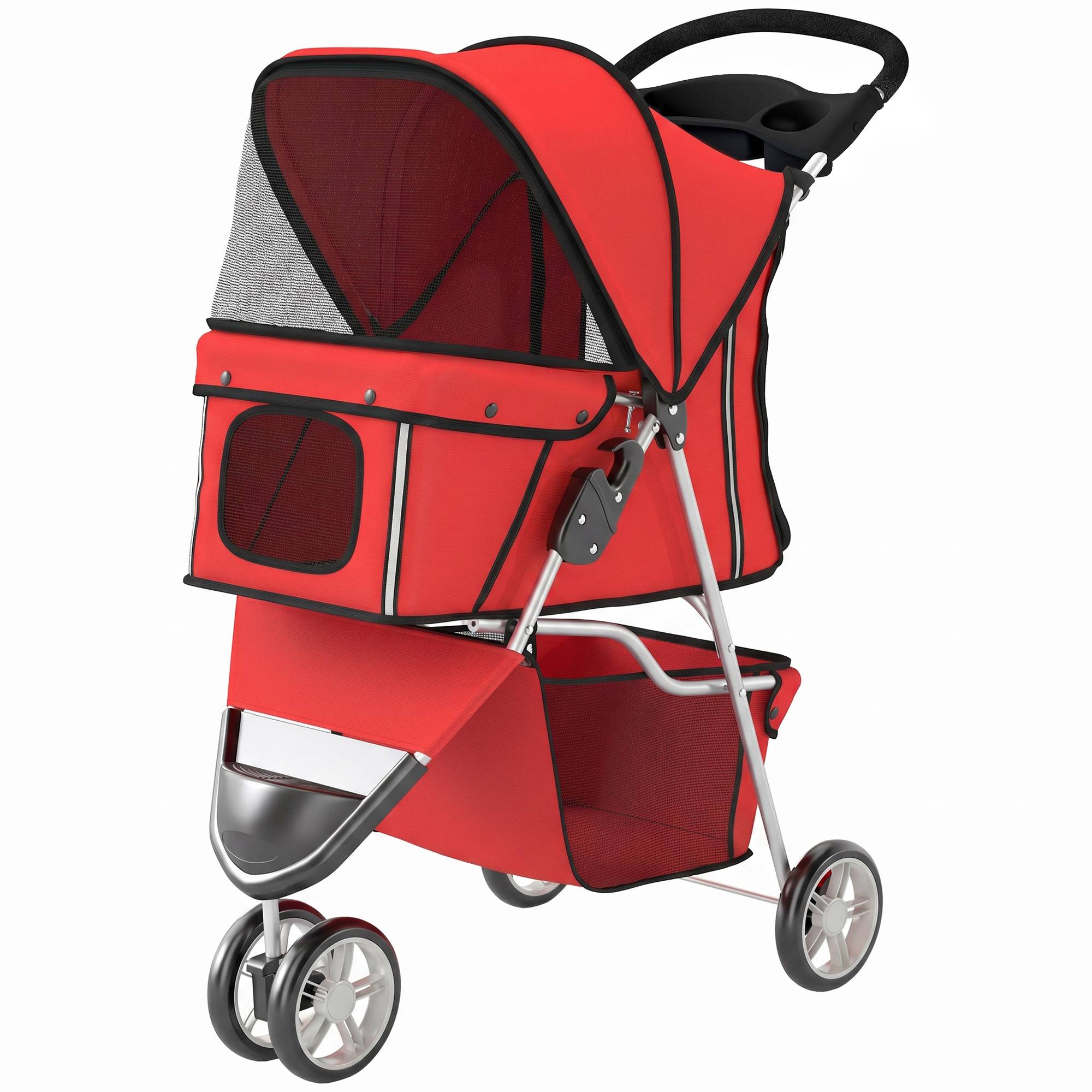 ComfortXL - Poussette chien pliable acier tissu Oxford rouge 77 x 44 cm petit chien roues pivotantes - ComfortXL Outdoor Living - Image 1