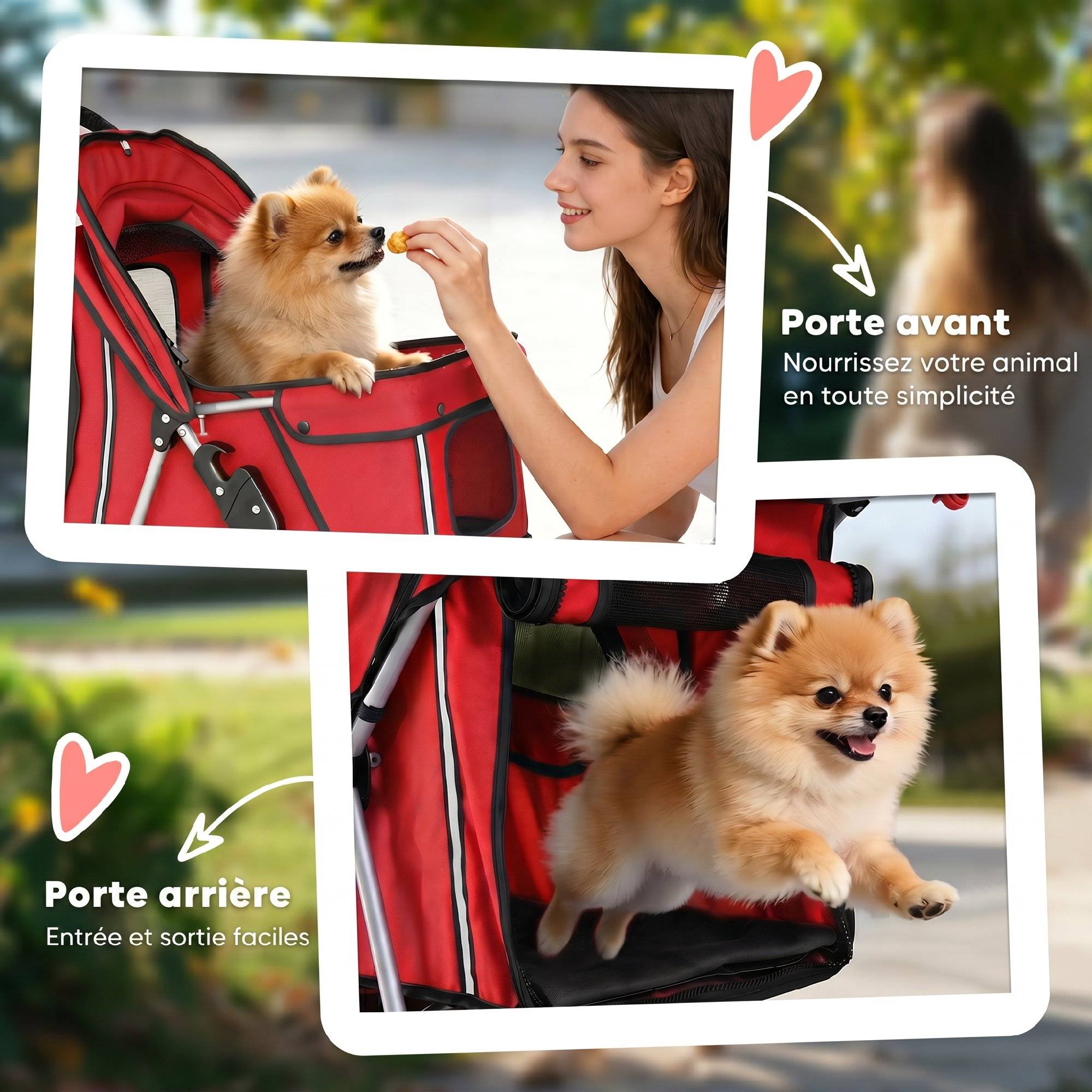 ComfortXL - Poussette chien pliable acier tissu Oxford rouge 77 x 44 cm petit chien roues pivotantes - ComfortXL Outdoor Living - Image 8