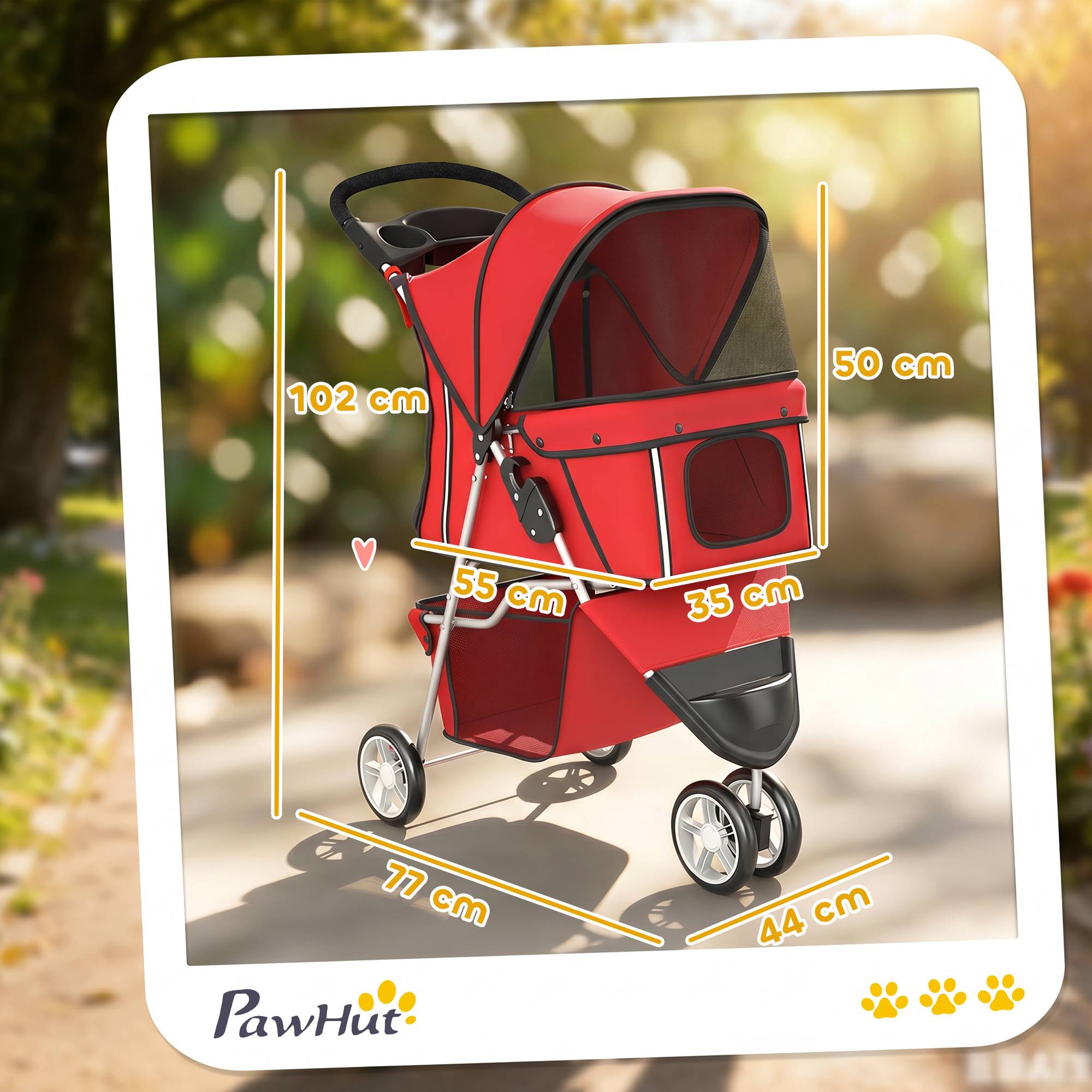 ComfortXL - Poussette chien pliable acier tissu Oxford rouge 77 x 44 cm petit chien roues pivotantes - ComfortXL Outdoor Living - Image 4