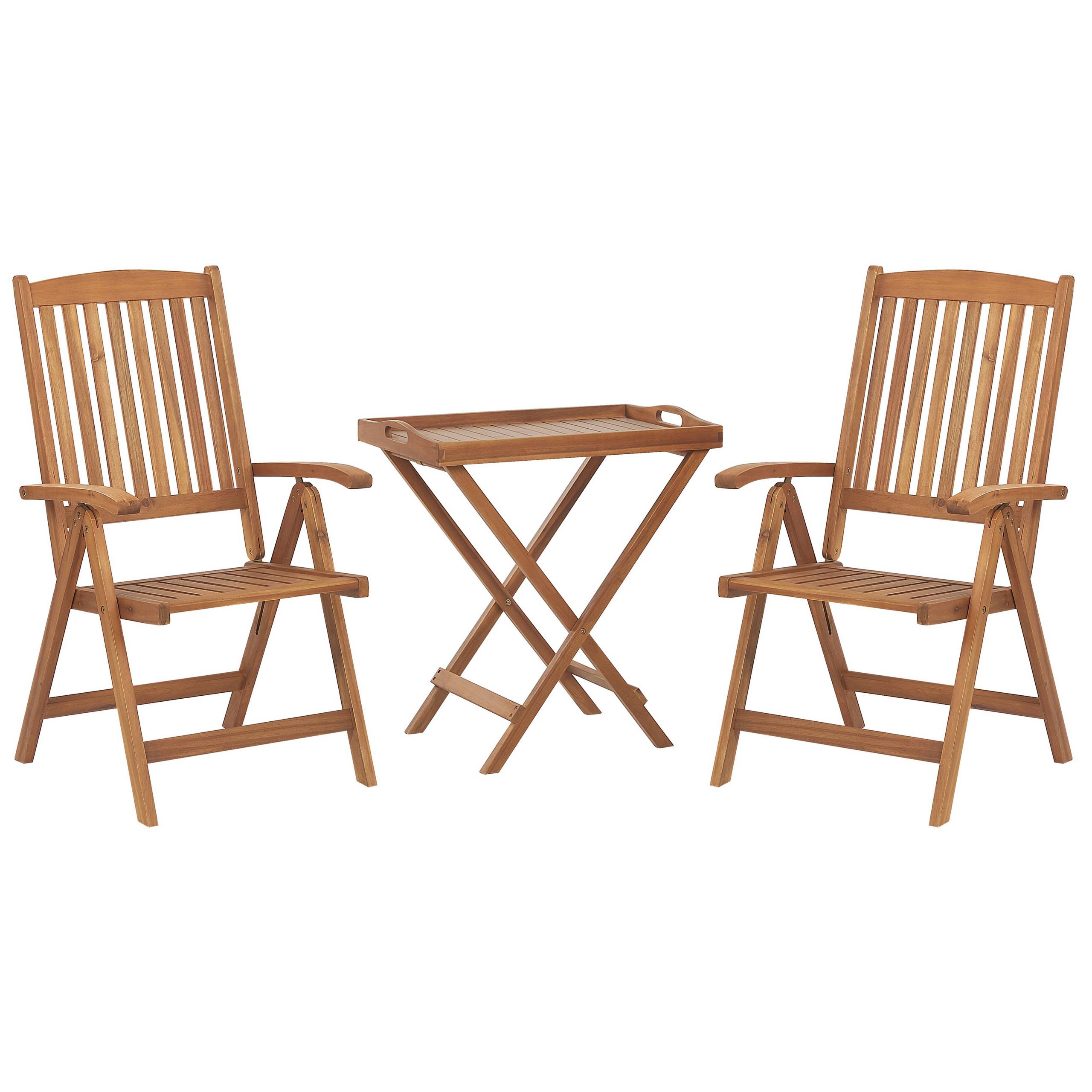 Beliani - Set de Jardin Pliable en Bois d'Acacia avec Coussins Gris-Beige pour 2 Personnes Rustique et Durable pour Balcon - Image 4