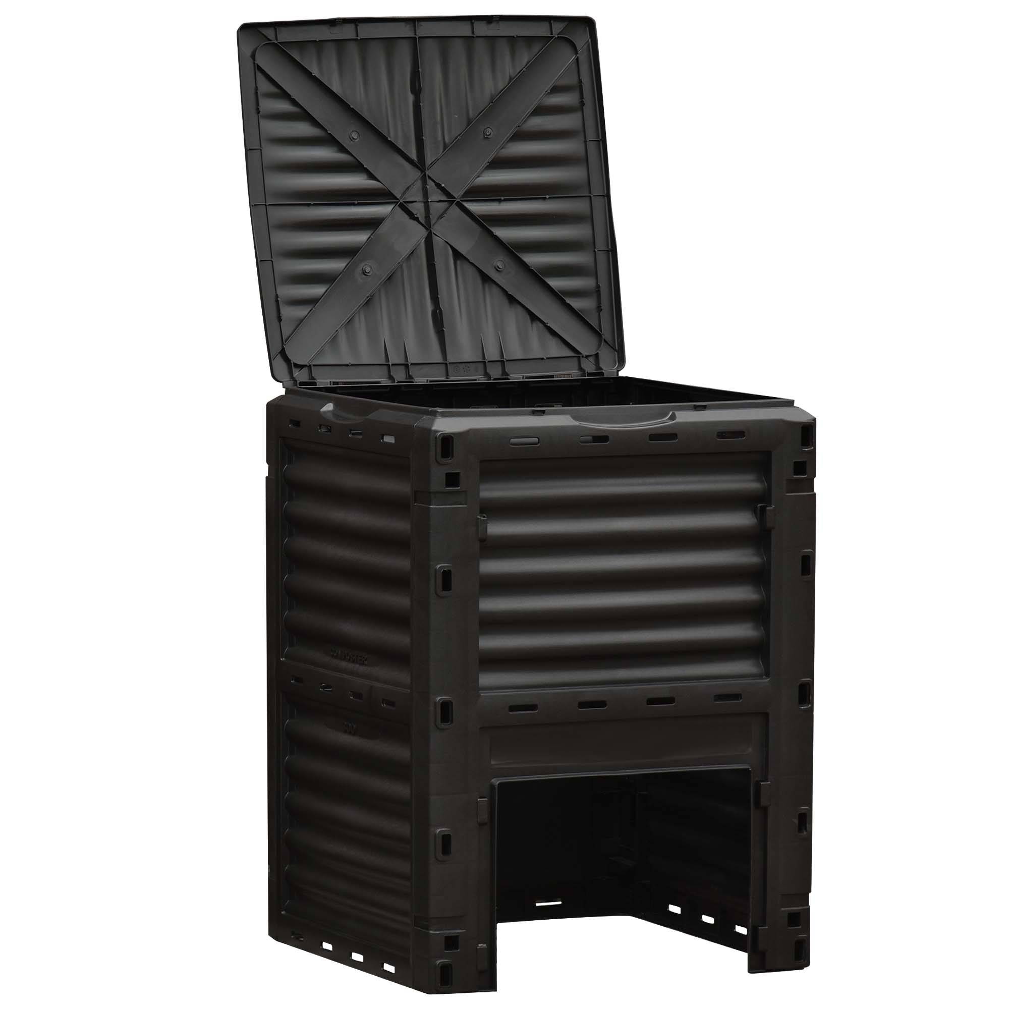 ComfortXL - Composteur de jardin PP 300 L noir 60,5 x 60,5 x 81,5 cm 48 aérations extérieur - ComfortXL Outdoor Living - Image 2