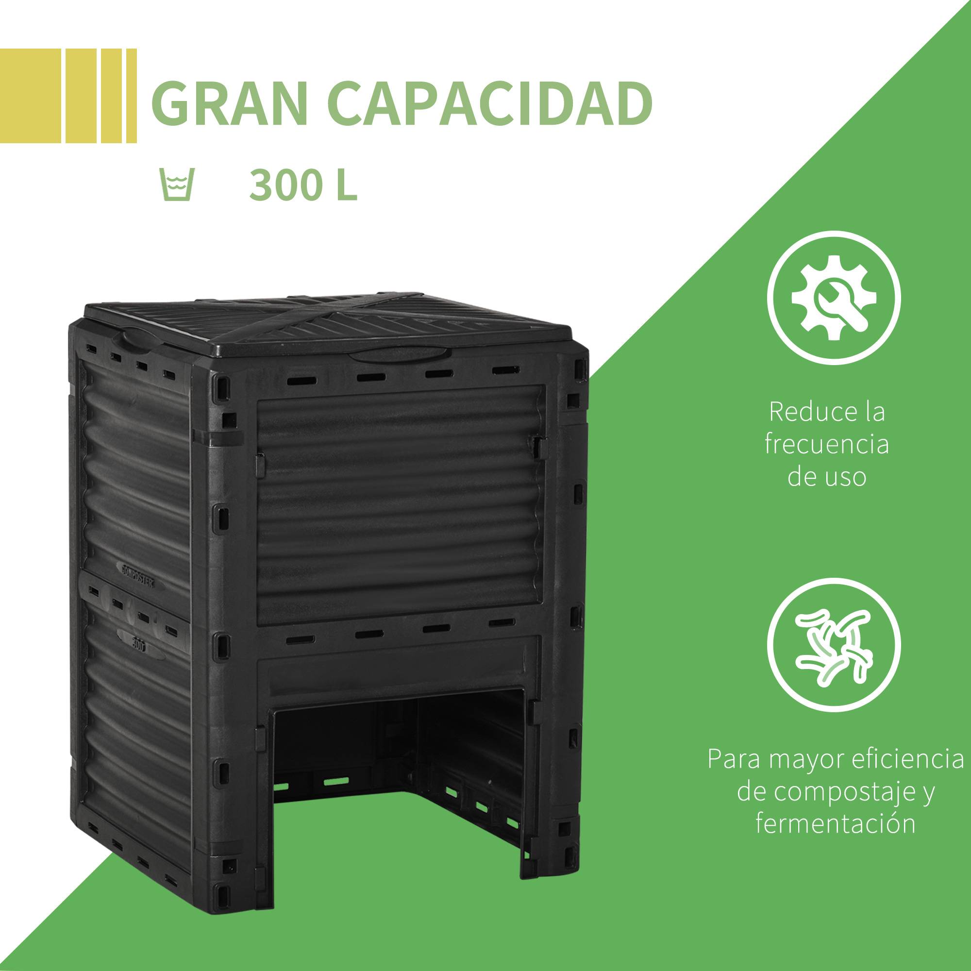 ComfortXL - Composteur de jardin PP 300 L noir 60,5 x 60,5 x 81,5 cm 48 aérations extérieur - ComfortXL Outdoor Living - Image 6