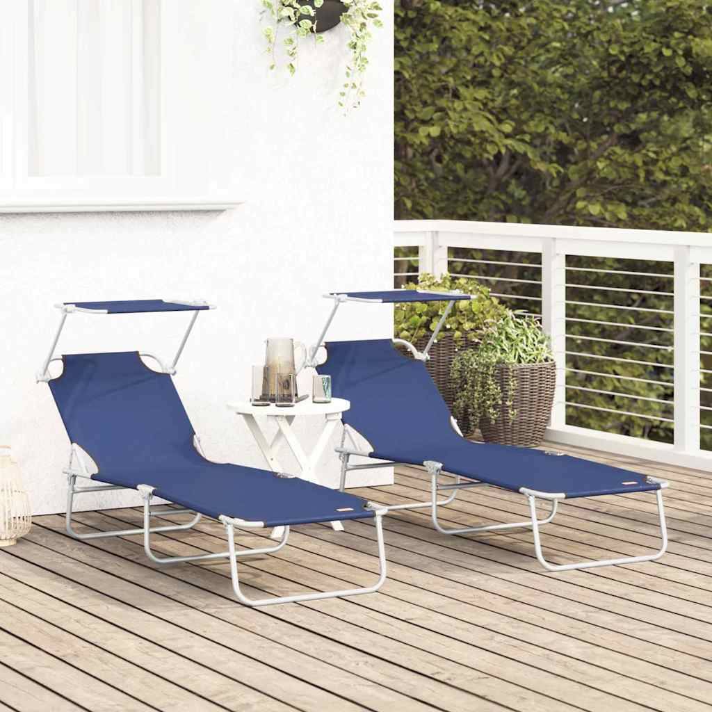 PANGIVO - Transat Bleu Polyester 58 x 188 x 77 cm 2 pcs - PANGIVO - Image 3