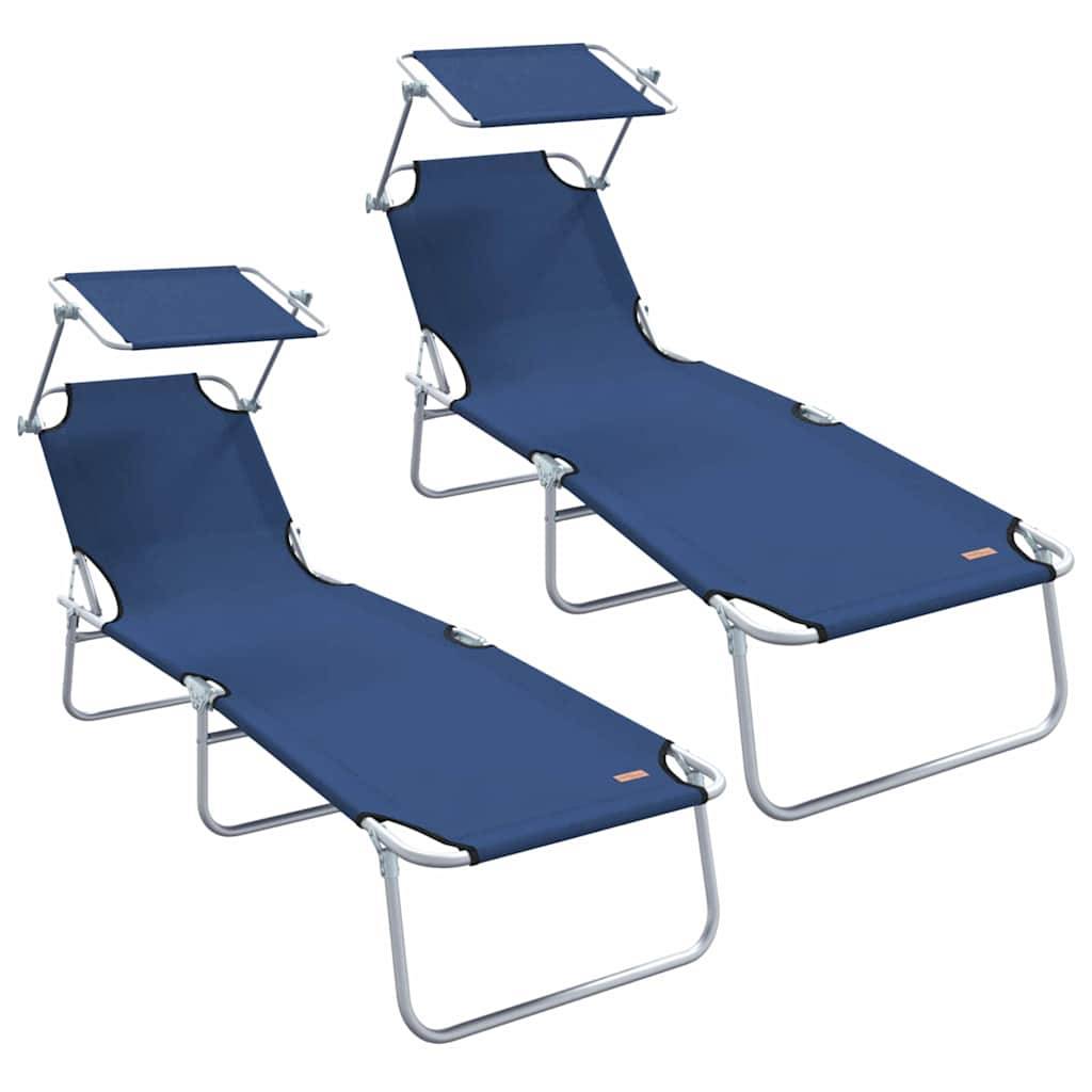 PANGIVO - Transat Bleu Polyester 58 x 188 x 77 cm 2 pcs - PANGIVO - Image 2