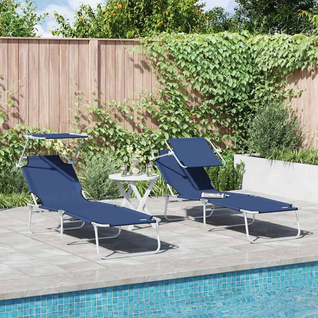 PANGIVO - Transat Bleu Polyester 58 x 188 x 77 cm 2 pcs - PANGIVO - Image 1