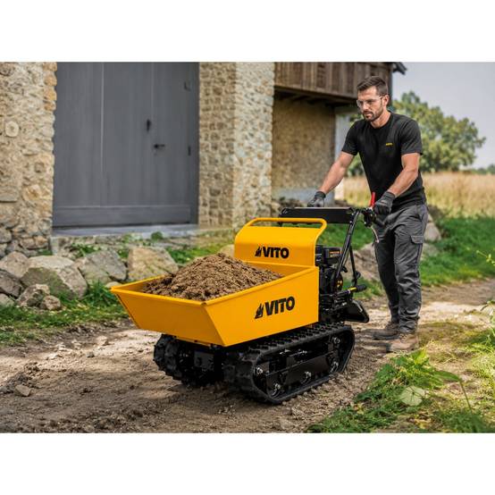 Mini Dumper à chenilles Moteur Loncin 196Cm3 Essence 6.5CV - Brouette à chenilles Transport Charge 300kg 4.8KW Chantier VITO - Image 4