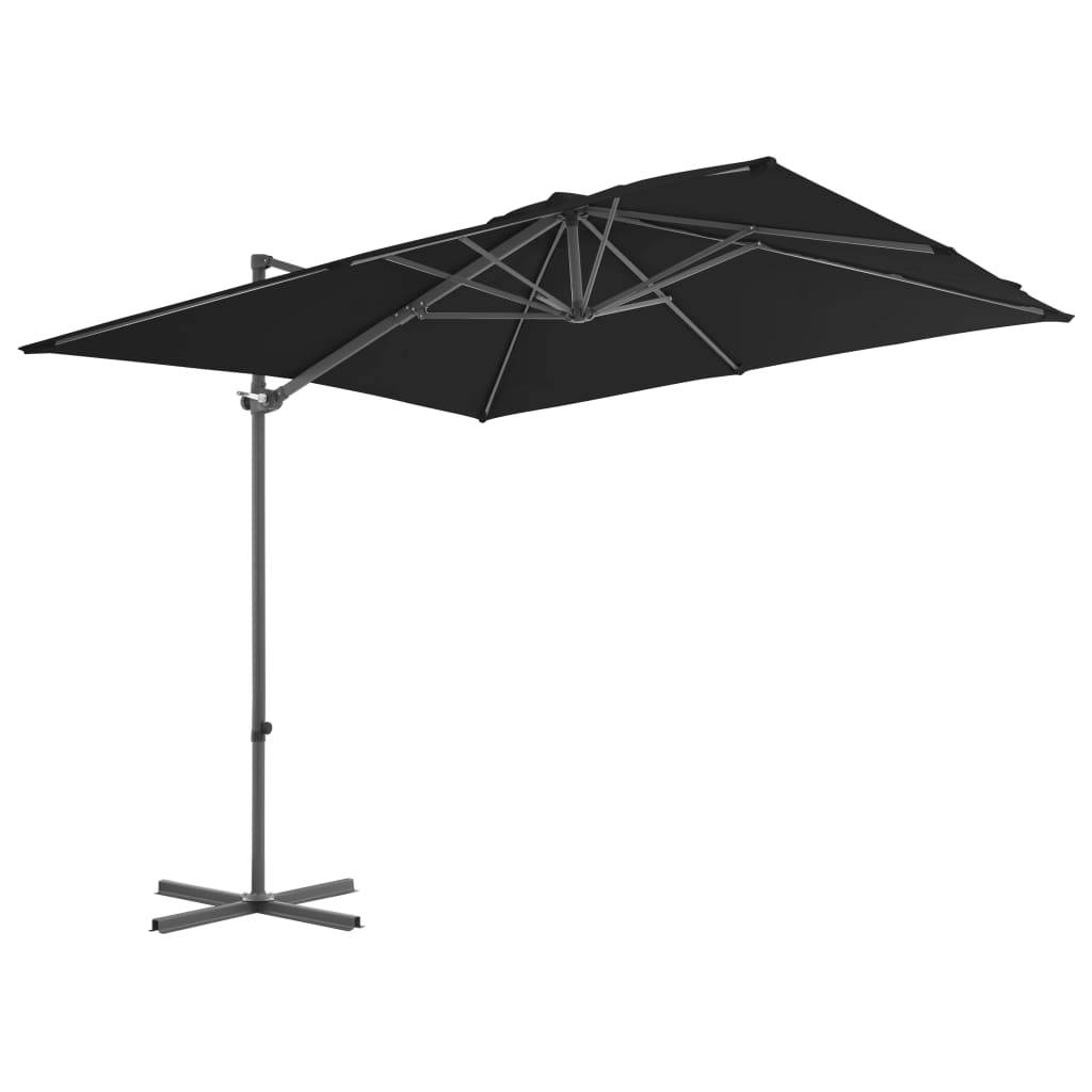 Helloshop26 - Parasol déporté avec mât en acier inclinaison et rotation sur 360 degrés 250 x 250 cm noir - Image 2