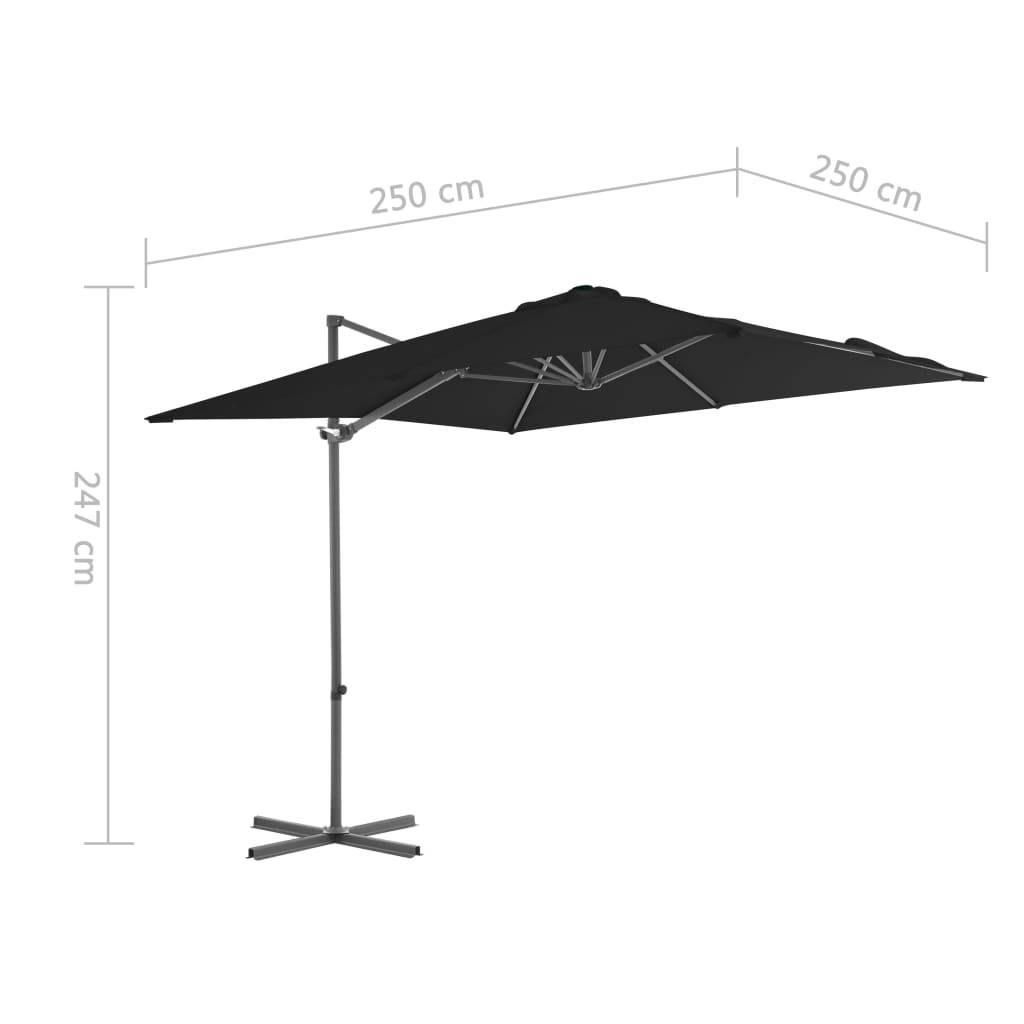 Helloshop26 - Parasol déporté avec mât en acier inclinaison et rotation sur 360 degrés 250 x 250 cm noir - Image 8