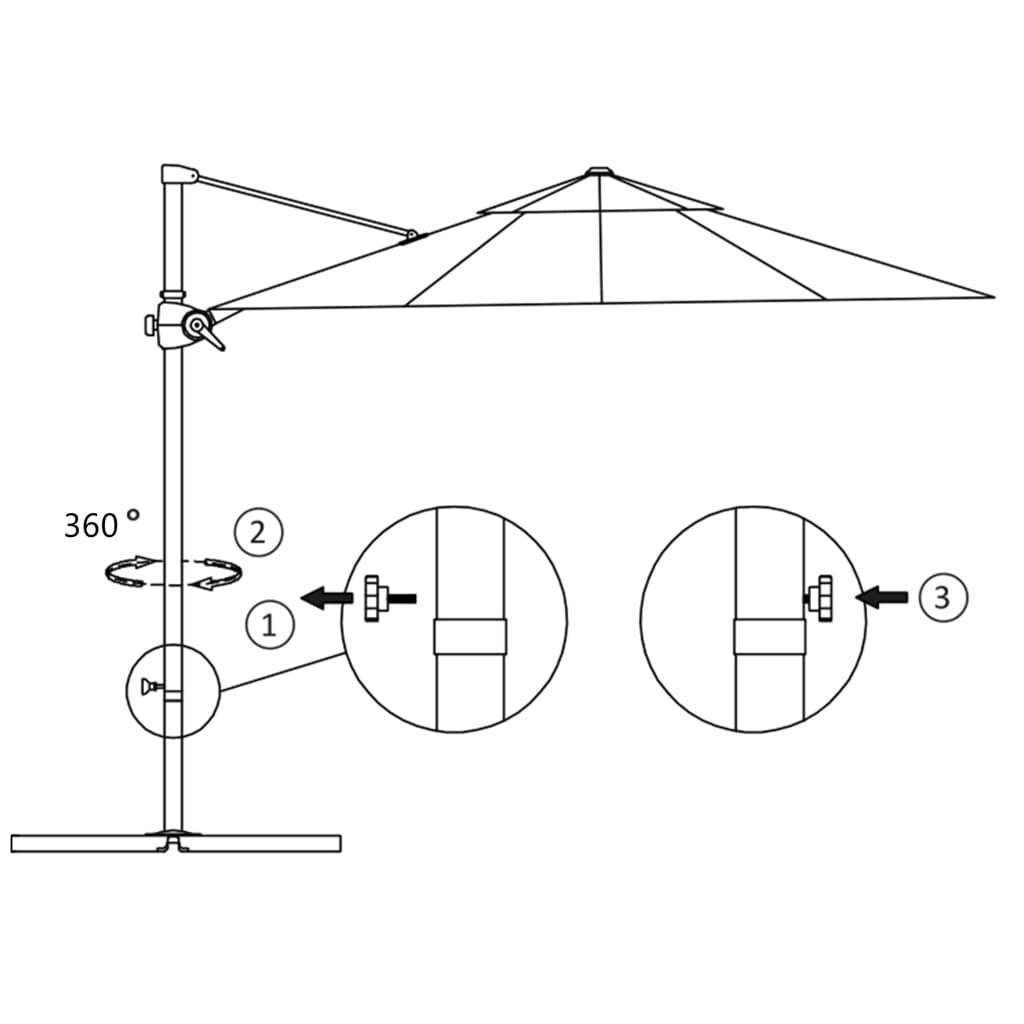 Helloshop26 - Parasol déporté avec mât en acier inclinaison et rotation sur 360 degrés 250 x 250 cm noir - Image 7