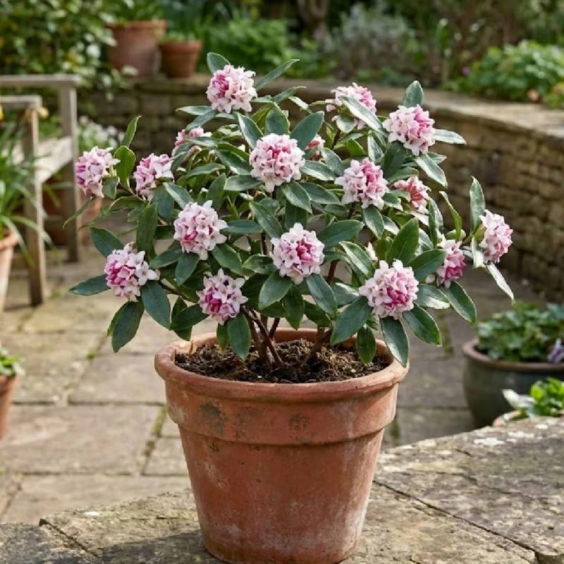 Daphne parfumé, Daphné à fleurs Rose - feuillage Persistant - Godet - 5/20 cm-  hauteur à maturité De 1,00 m à 1,50 m - Image 3