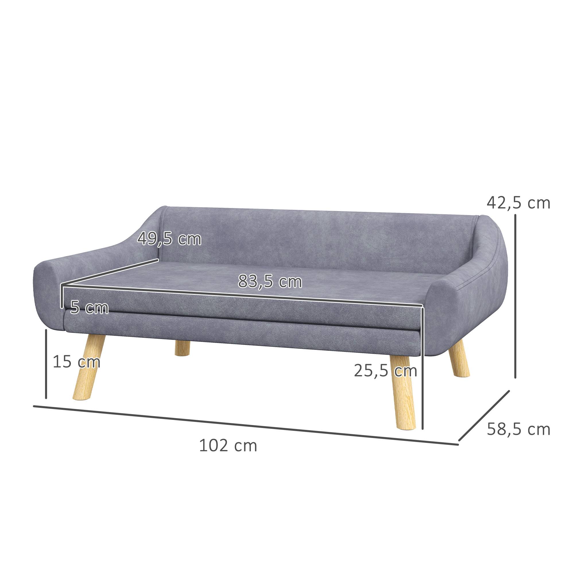 Sans Marque - Haustiersofa Hundesofa Skandidesign abnehmbares Polster Samtoptik 102x58,5x42,5 cm Grau + Natur - Image 5