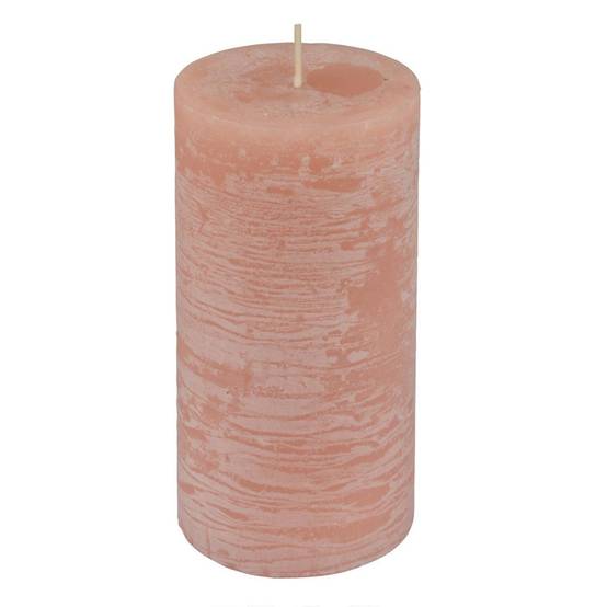 Bougie Pilier Déco "Rustique" 13cm Rose Poudré - Image 1