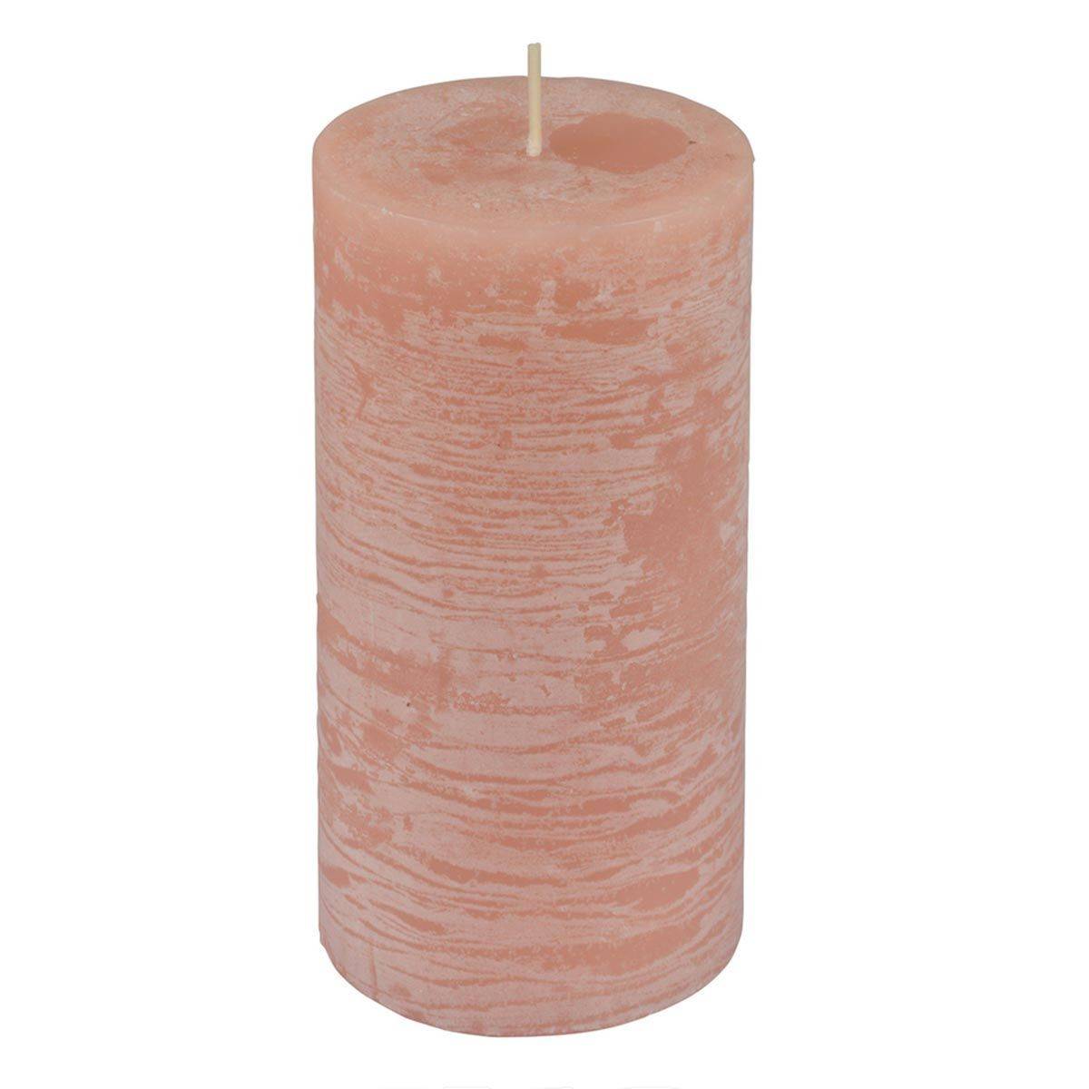Bougie Pilier Déco "Rustique" 13cm Rose Poudré - Image 1