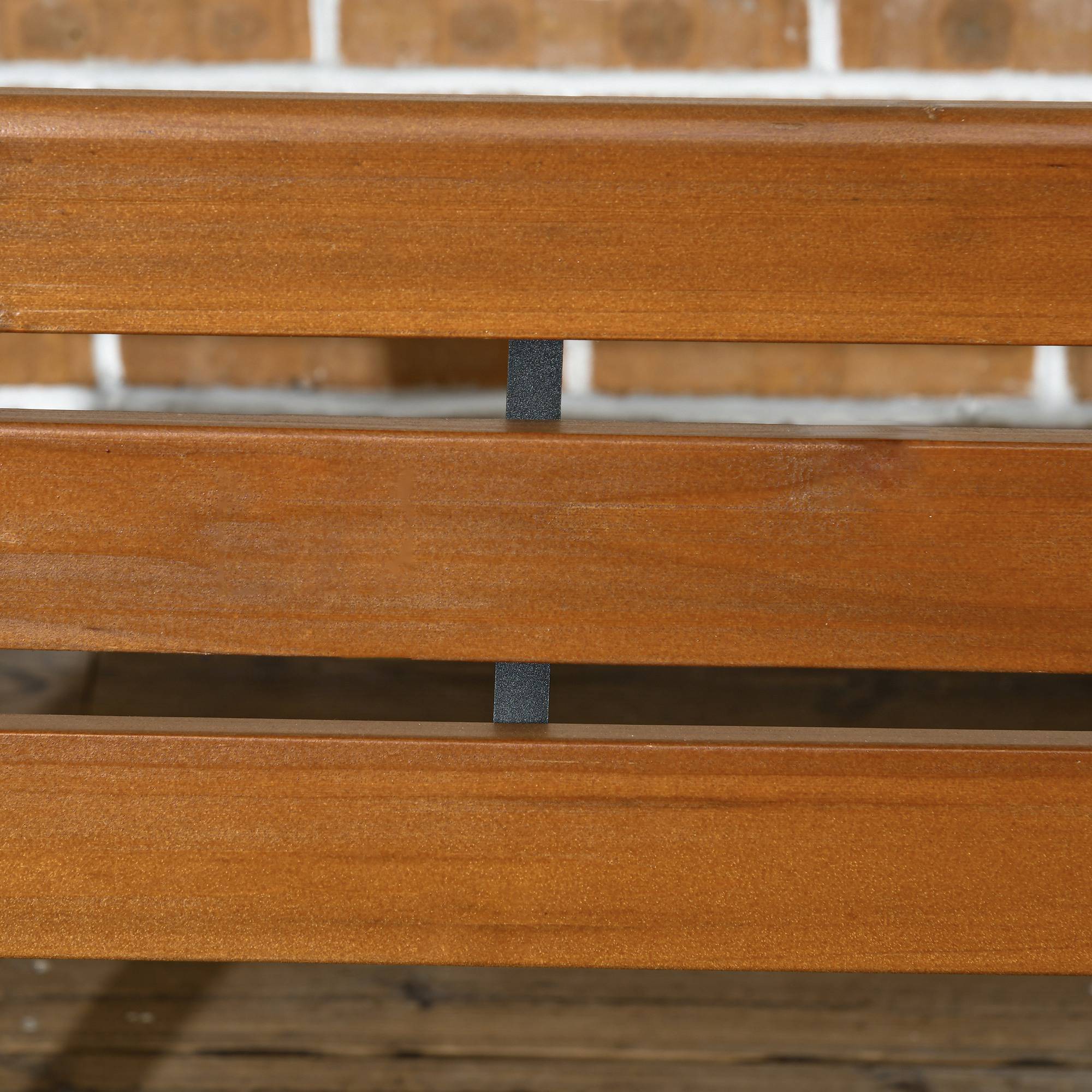 Banc 2 places, pour jardin et terrasse, en fonte d'aluminium et bois naturel, 120 x 57 x 70 cm, marron - Image 8